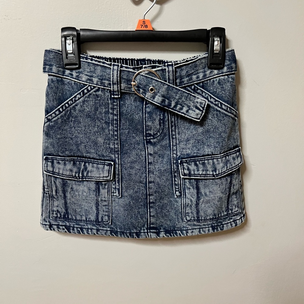Justice Blue Denim Skirt with Belt